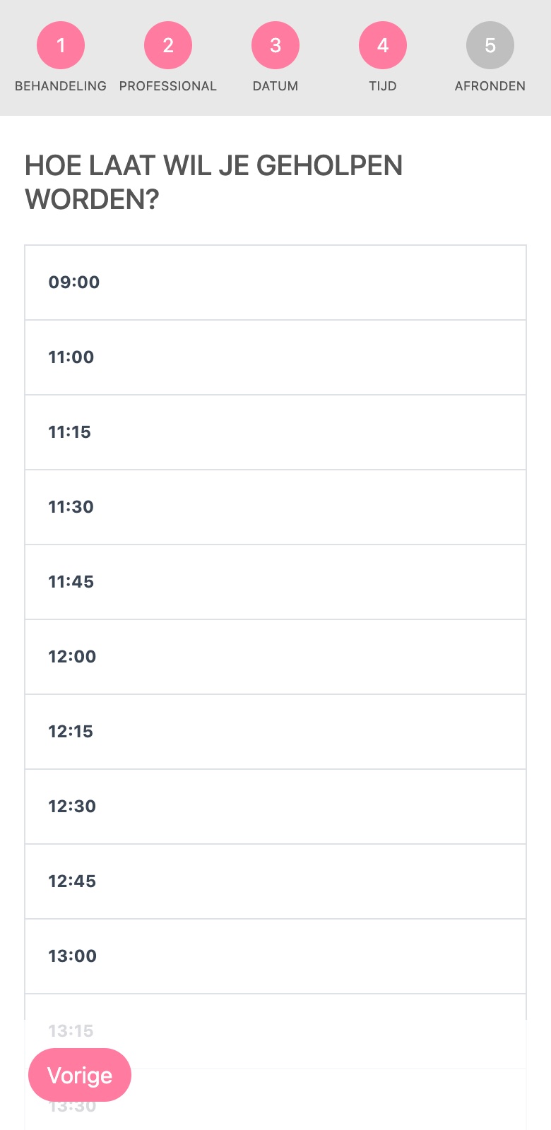 De afsprakenwidget: kies een tijd